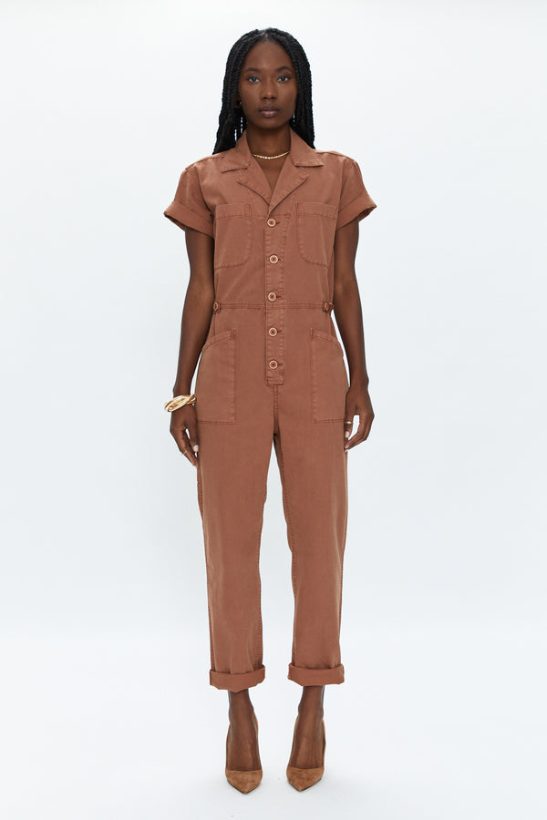 Grover Short Sleeve Field Worker Jumpsuit - Cinnamon