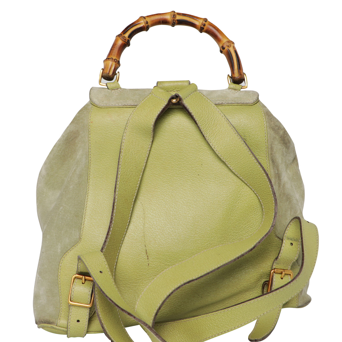 Y2K Gucci Diana Bamboo Handle Suede Leather Backpack Hobo Bag