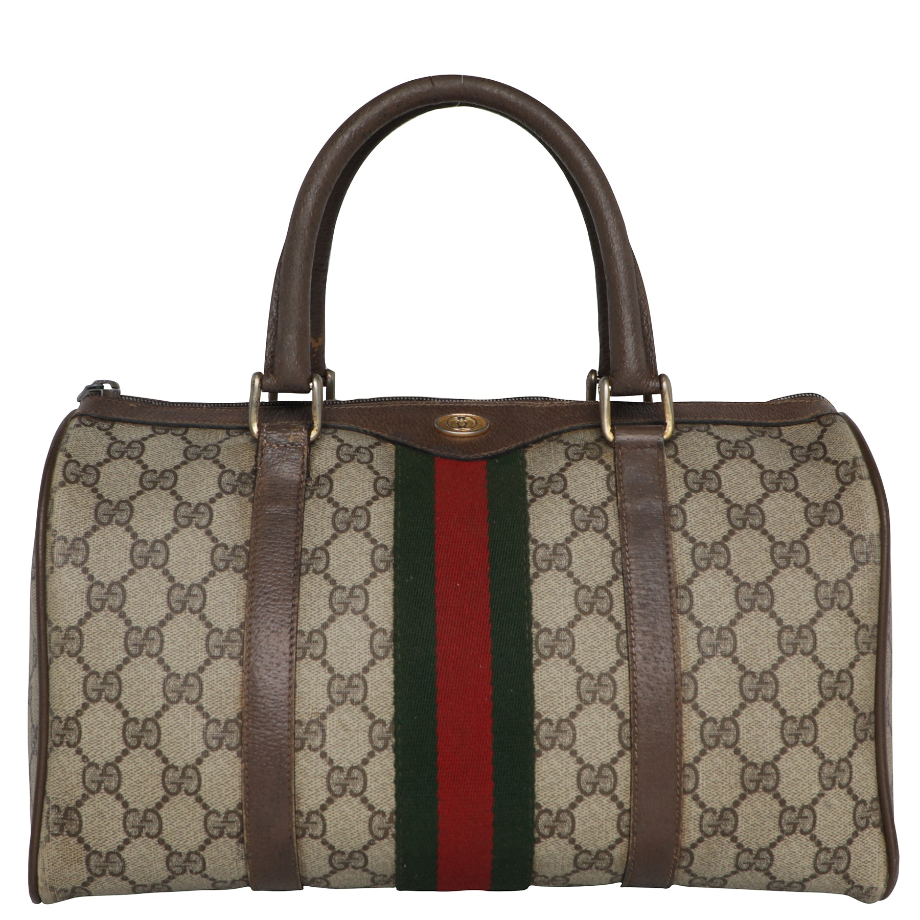 1980's Gucci Boston Ophidia Stripe Handbag