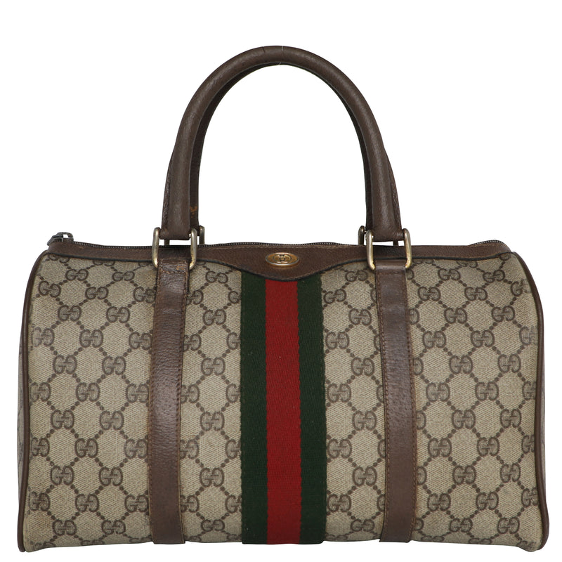 Gucci Top Handle Stripe GG Monogram Boston Bowler Speedy Bag