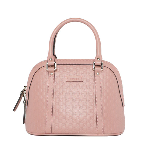Gucci Guccisma Mini Dome Leather Monogram Top Handle Crossbody Bag - Soft Pink 
