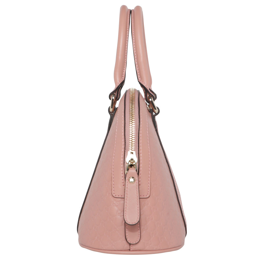 Gucci Guccisma Mini Dome Leather Monogram Top Handle Crossbody Bag - Soft Pink 