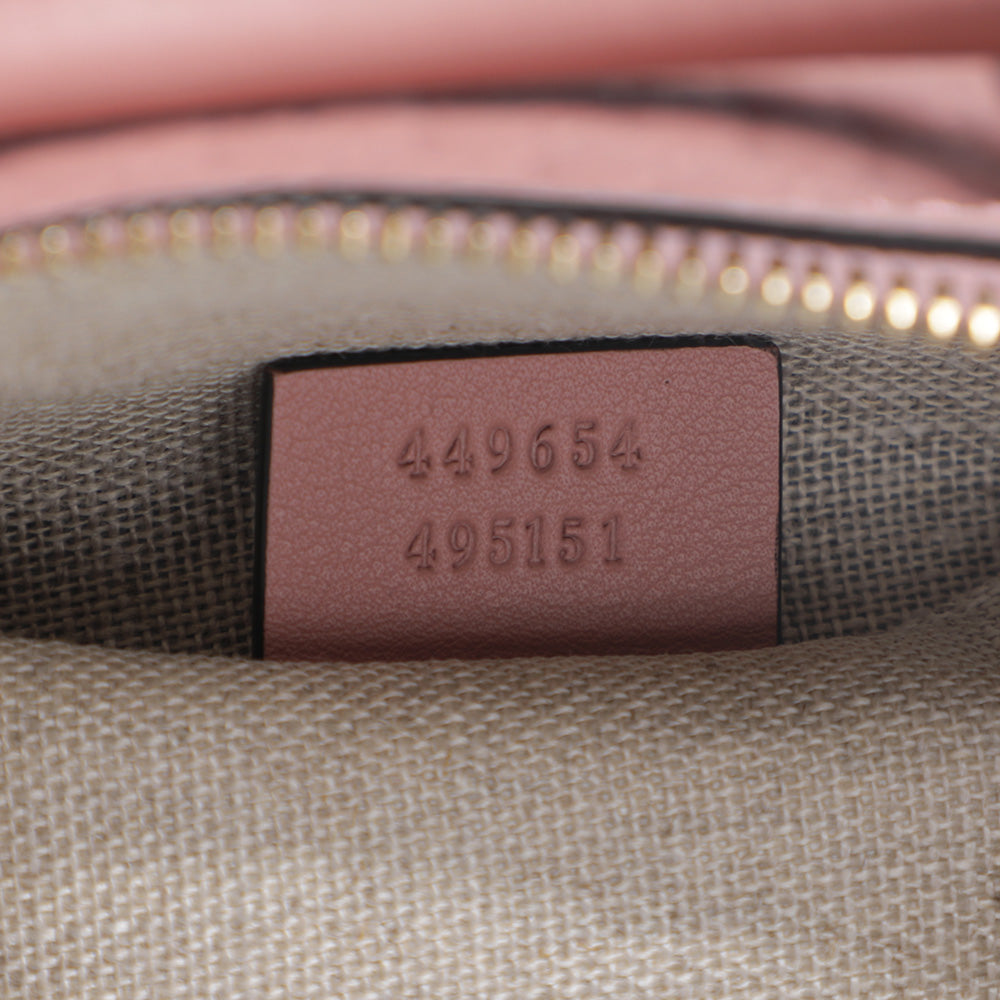 Gucci Guccisma Mini Dome Leather Monogram Top Handle Crossbody Bag - Soft Pink