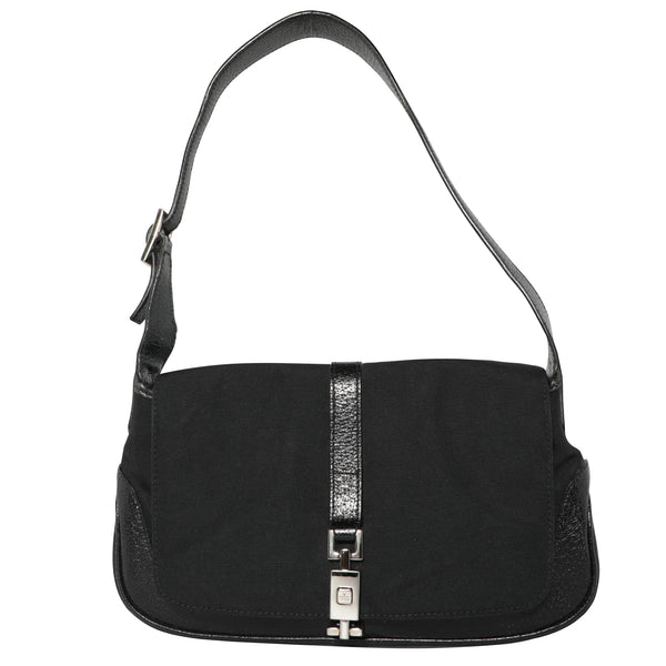 Vintage Y2K Gucci Canvas Jackie Leather Shoulder Bag