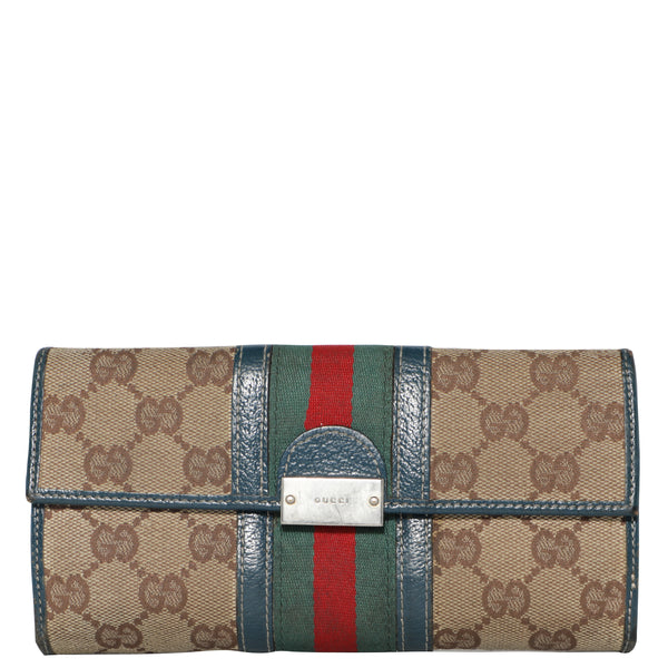 Vintage Gucci GG Web Monogram Leather Canvas Bi Fold Wallet