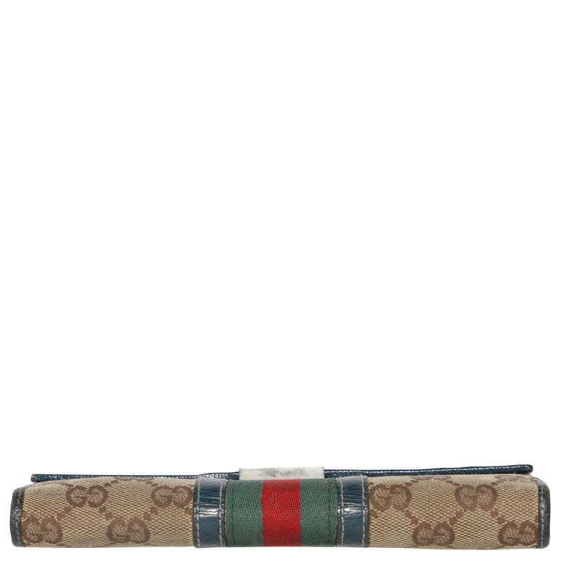 Vintage Gucci GG Web Monogram Leather Canvas Bi Fold Wallet