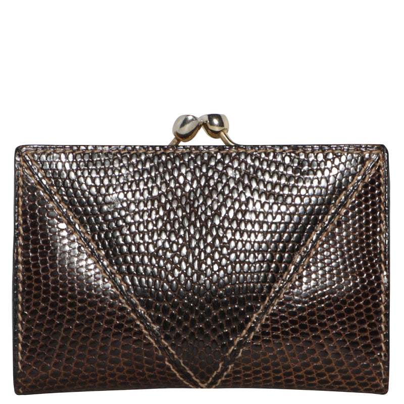 Vintage 1970s Gucci Lizard Embossed Frame Kisslock Coin Purse