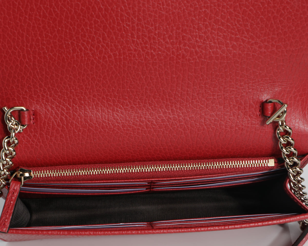 Gucci Wallet on a Chain Interlocking GG Leather Crossbody Mini Bag - Red