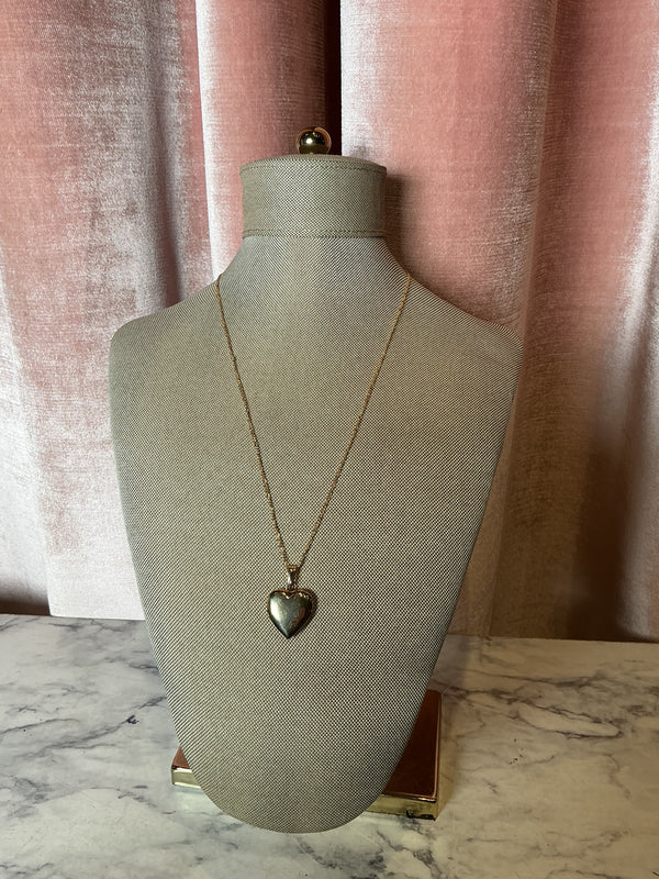 Goldfill Mirror Heart Locket Dainty Figaro Chain Necklace 20"