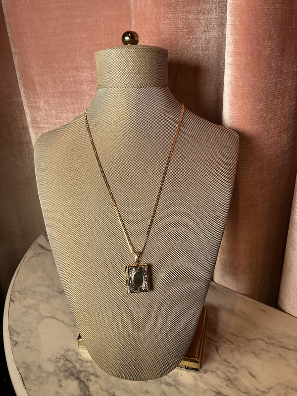 Goldfill Book Locket Dainty Anchor Chain Necklace 20"