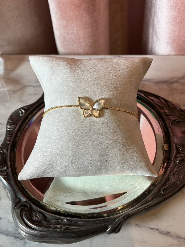 925 MOP Butterfly Dainty Chain Bracelet