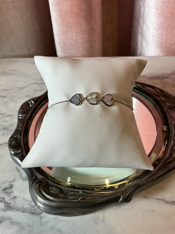 925 MOP Heart Dainty Chain Bracelet