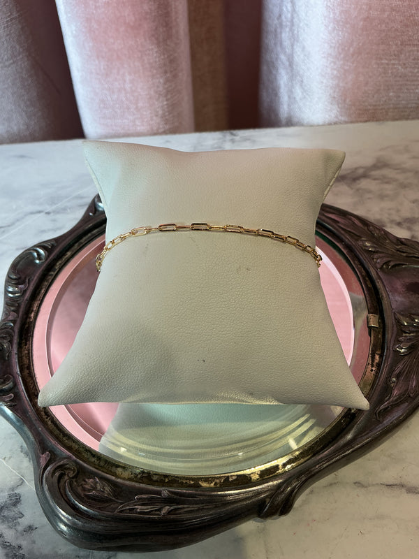 Gold filled dainty paperclip chain bracelet