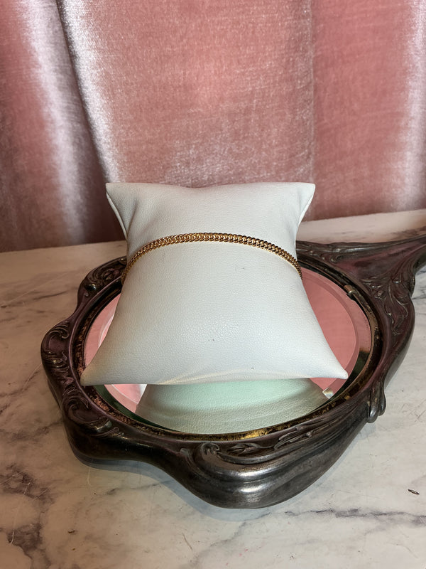 Gold filled dainty curb chain bracelet
