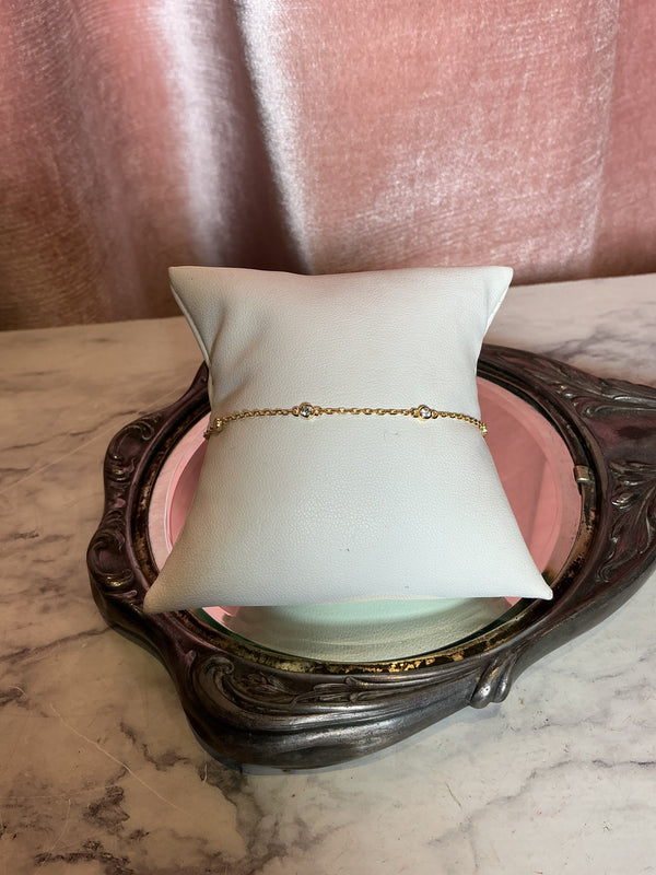 925 5 cz dainty chain bracelet