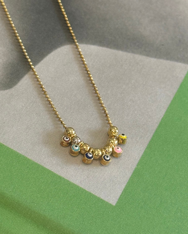925 Sterling Rainbow Enamel Ball Chain Necklace