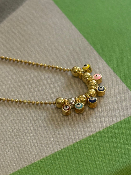 925 Sterling Rainbow Enamel Ball Chain Necklace