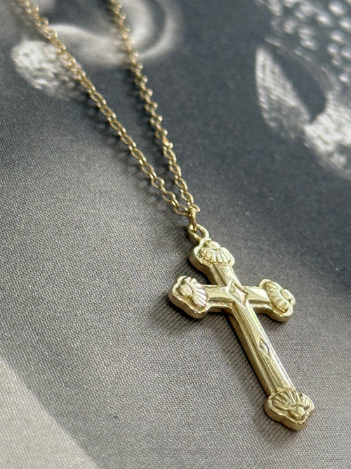 925 Sterling Cross Dainty Chain Necklace - Gold