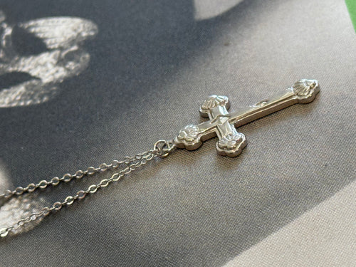 925 Sterling Cross Dainty Chain Necklace - Silver