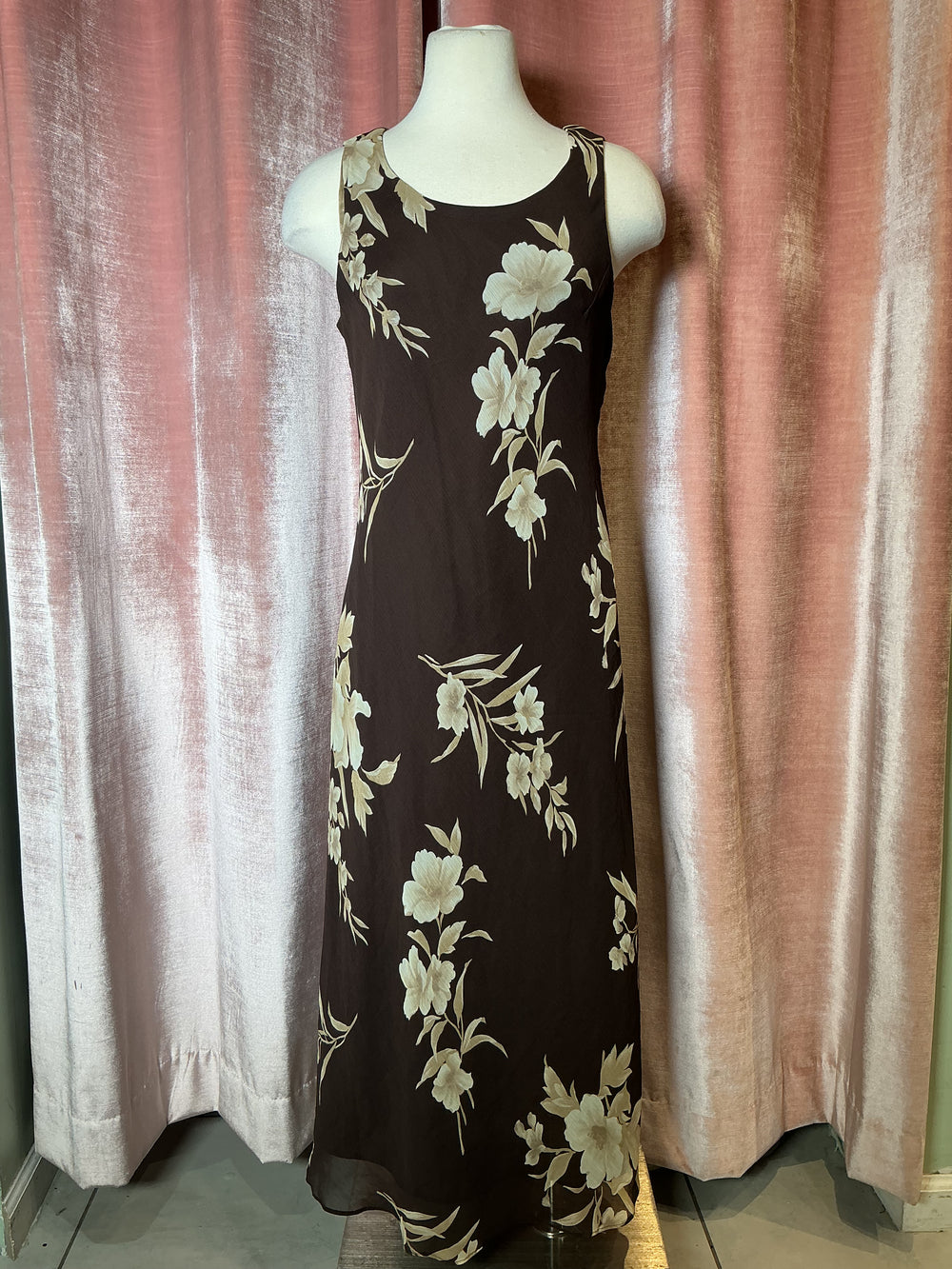 Vintage Y2K Brown Floral Maxi Slip Day Dress – Mint Market