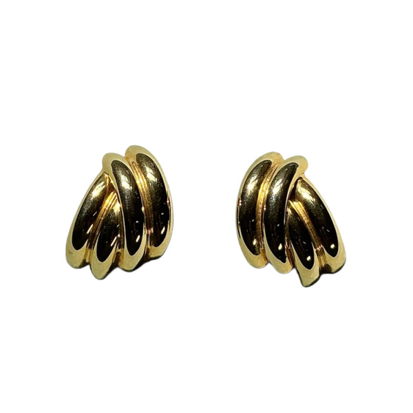 Vintage 1980s Oversized Gold Plated Tube Sculpture Earrings