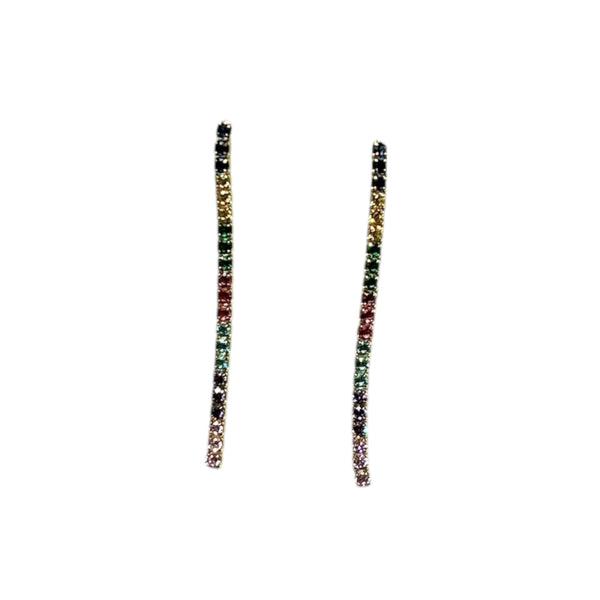 925 Gold Plated Cascading Rainbow Rhinestone Earrings