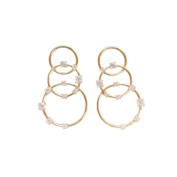 Gold Filled Layered Hoop Scattered CZ Earrings
