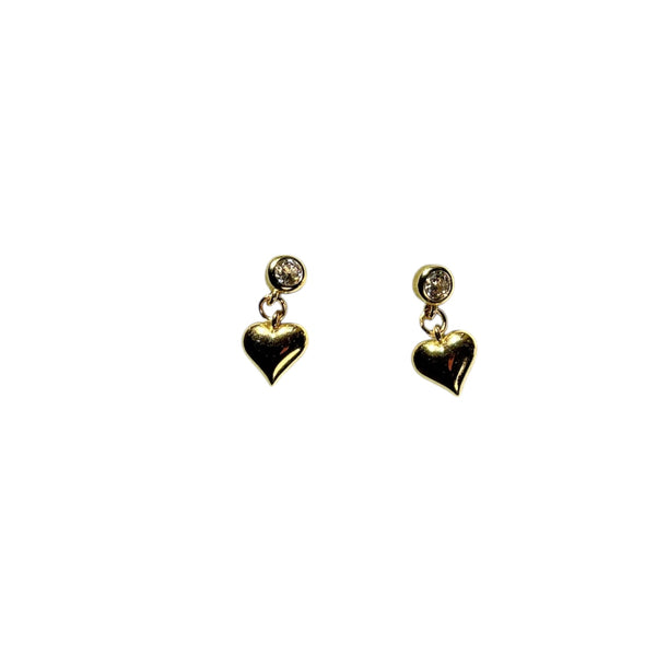 925 Dainty Puff Heart CZ Drop Earrings