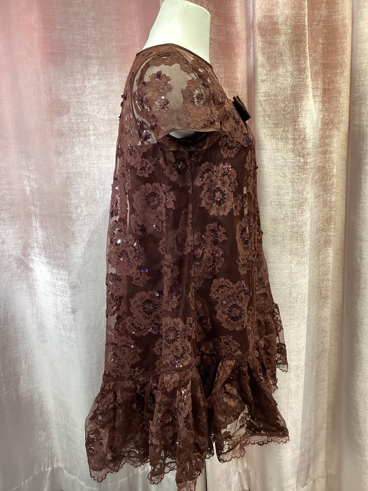 Coach Lace Sequin Babydoll 1960s style Tent Dress - Size 2 Small