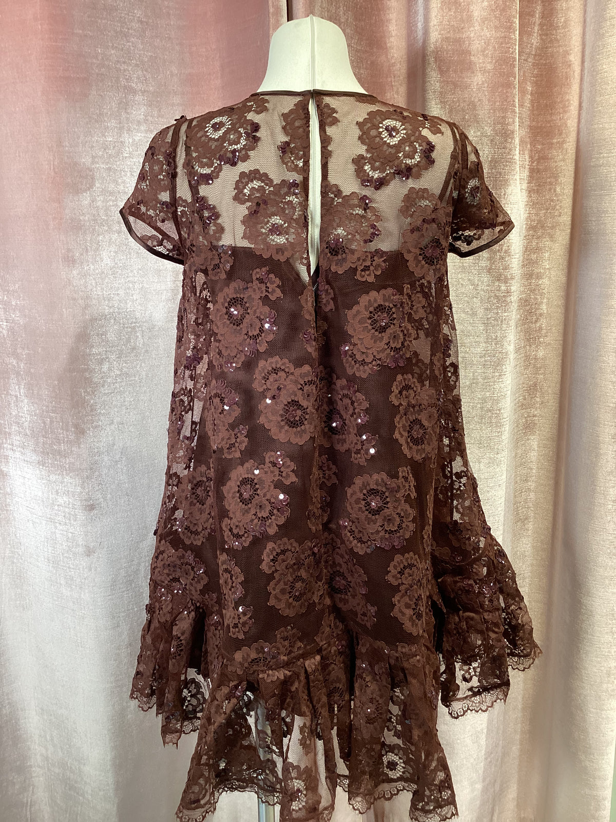 Coach Lace Sequin Babydoll 1960s style Tent Dress - Size 2 Small