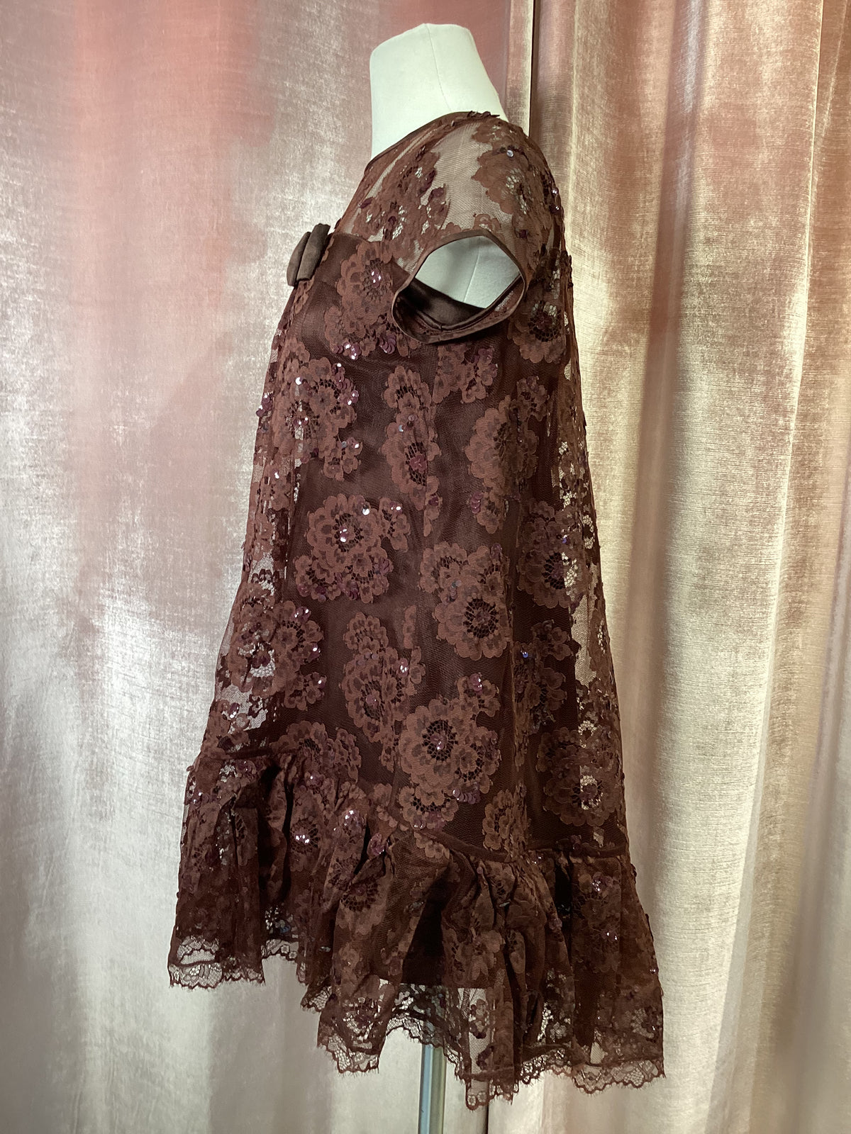 Coach Lace Sequin Babydoll 1960s style Tent Dress - Size 2 Small