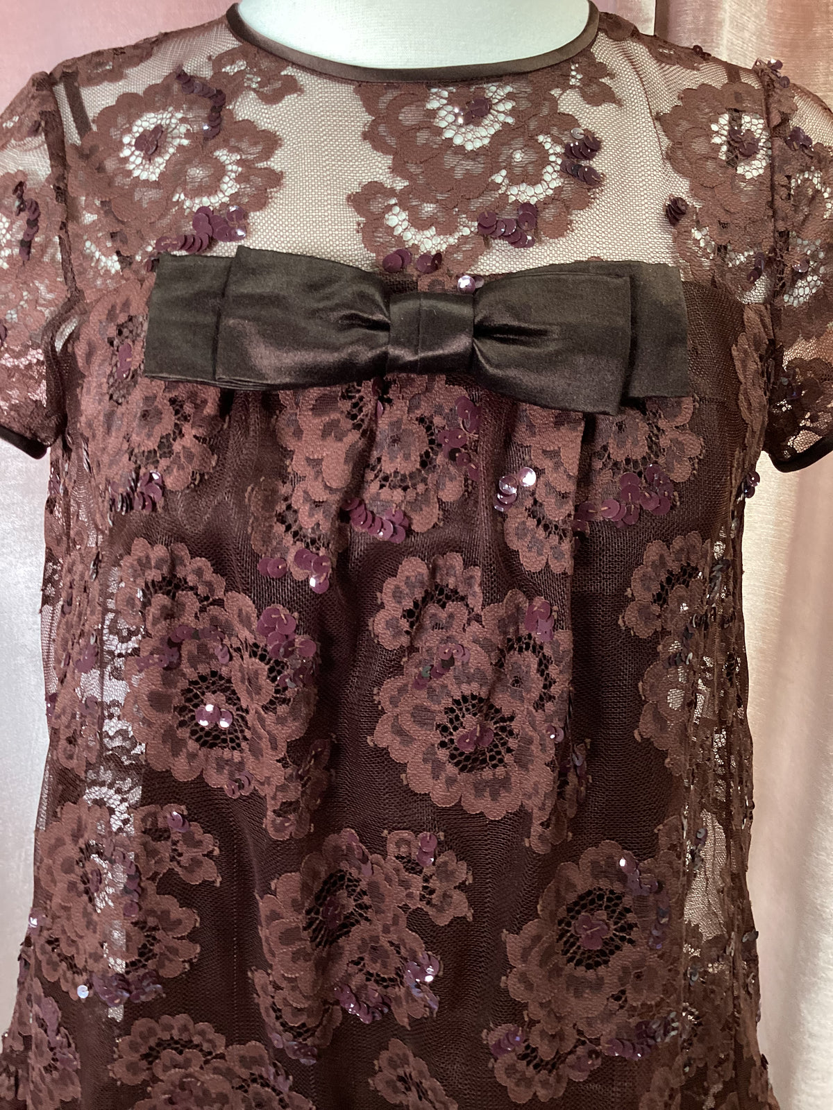 Coach Lace Sequin Babydoll 1960s style Tent Dress - Size 2 Small