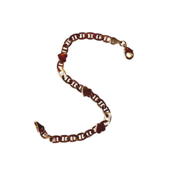 Goldfill Hearts on Anchor Link Chain Bracelet