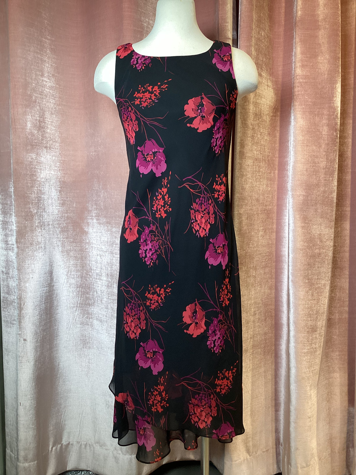 Vintage 90s silk floral bias cut midi slip dress small