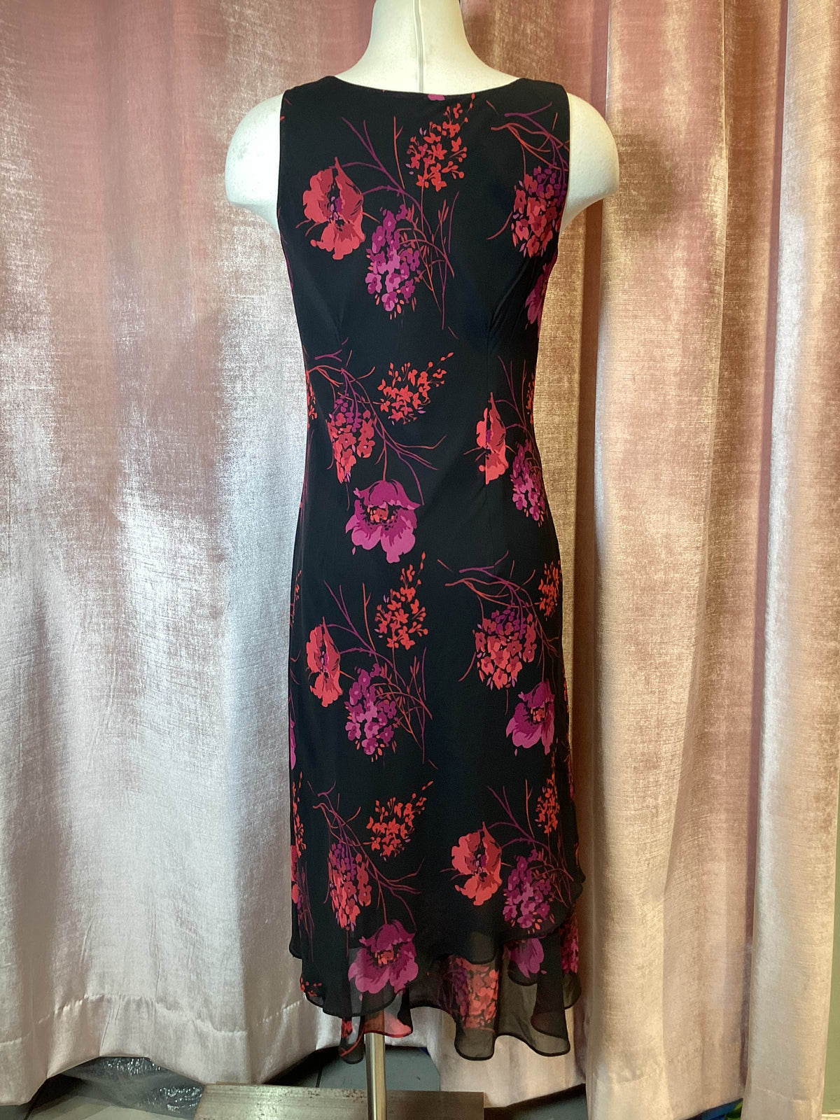 Vintage 90s silk floral bias cut midi slip dress small