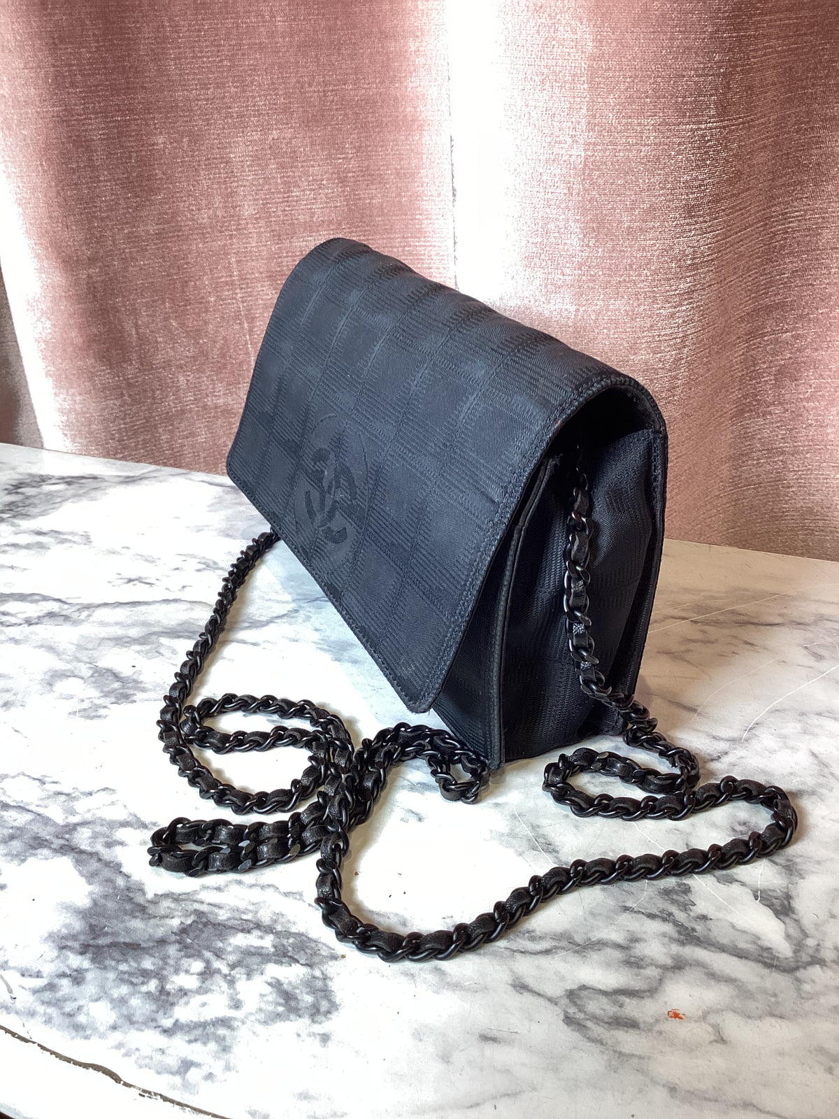 vintage 2000s y2k Chanel Sport Line Nylon Leather Crossbody Strap Bag