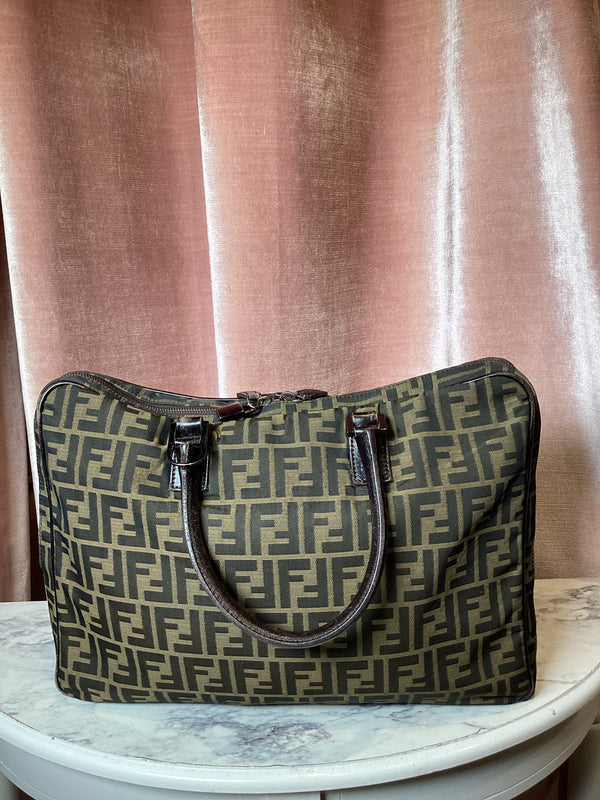 FENDI Laptop Zucca FF Logo Laptop Briefcase Work Bag