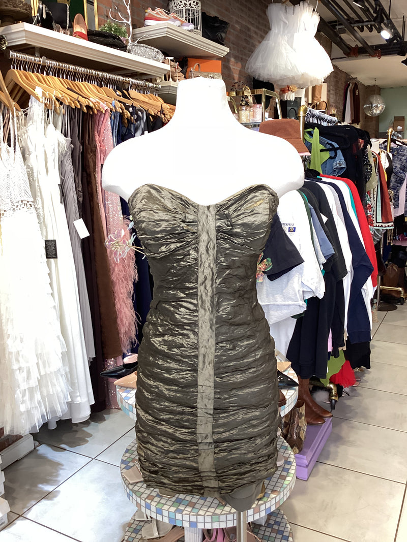 FRAN Vintage y2k Nicole Miller Ruched Metallic Mini Dress