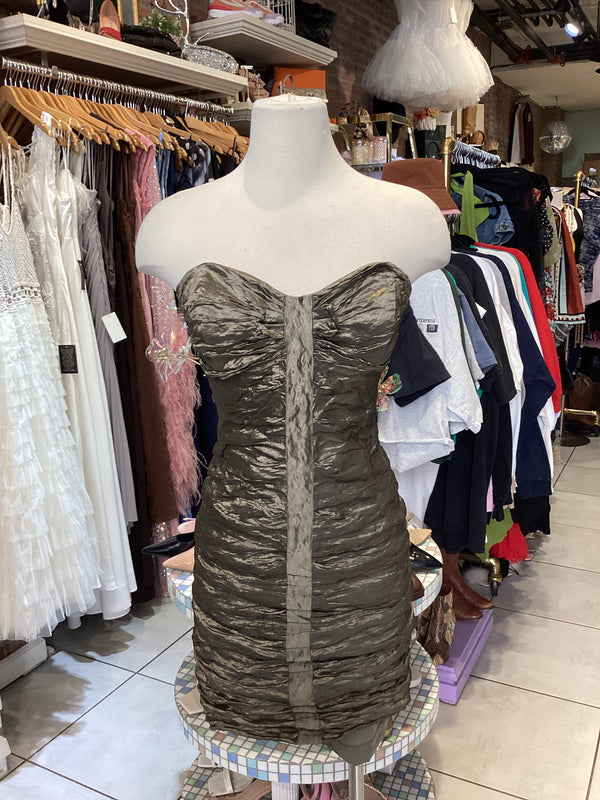 FRAN Vintage y2k Nicole Miller Ruched Metallic Mini Dress