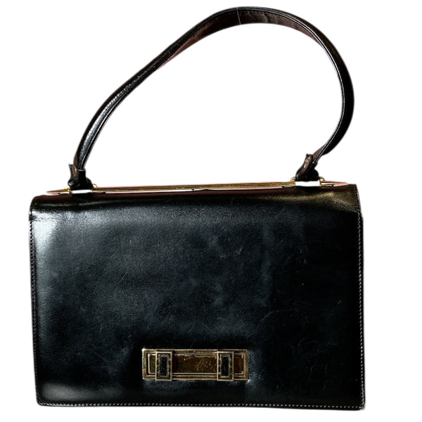 Vintage 1950s Leather Mini Top Handle Doctor Briefcase Bag