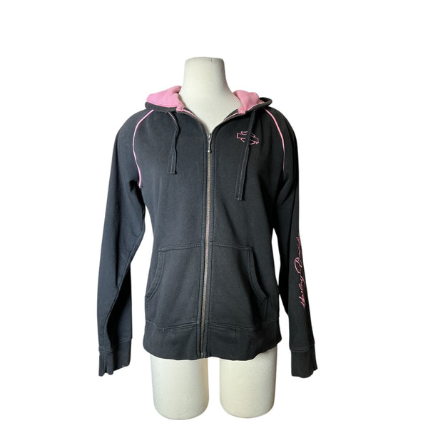 Vintage Y2K Harley Davidson Pink Embroidered Zip Up Hoodie