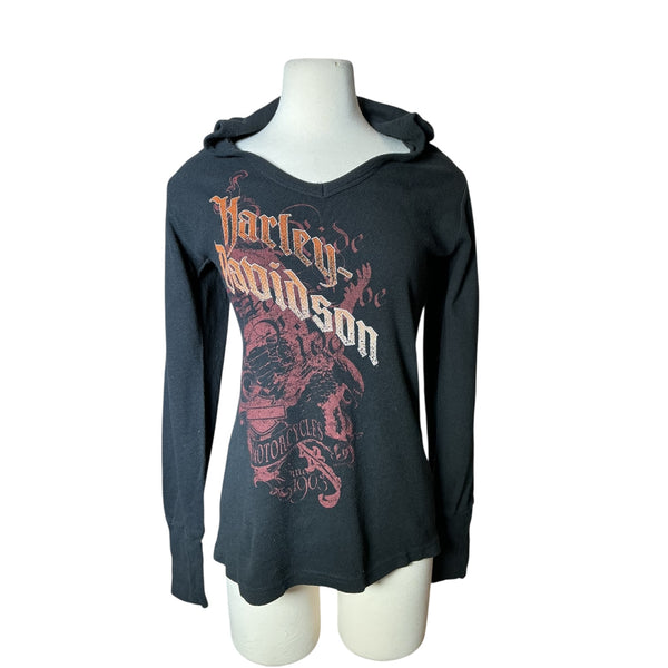Vintage Y2K Harley Davidson Long Sleeve Graphic Design Hoodie