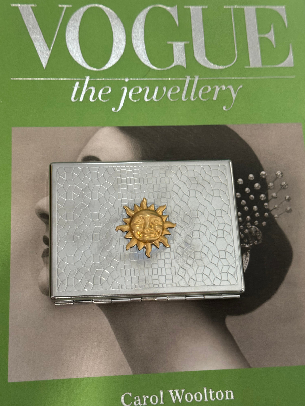 Vintage Brass Sun Metal Cigarette Card Holder Case