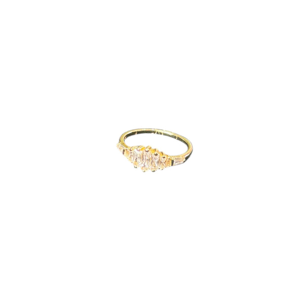 925 Crown Baguette Dainty Gold Ring