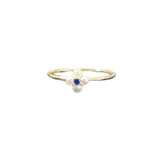 925 Sterling Silver Dainty Pearl Daisy CZ Ring