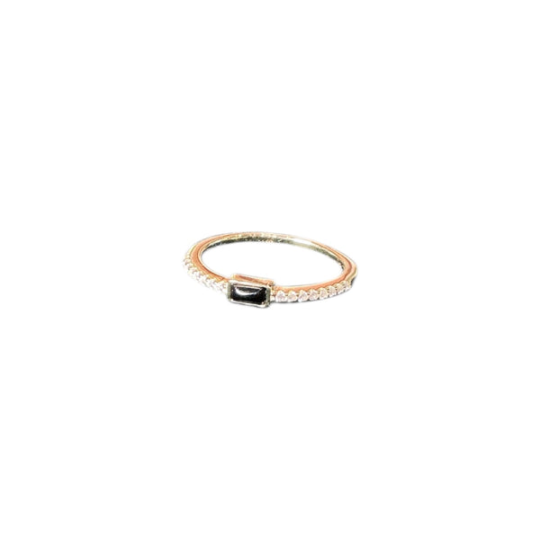 925 Pave Onyx Dainty Band Ring