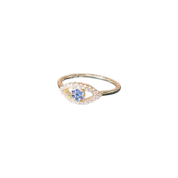 925 Pave Dainty Cutout Evil Eye Ring