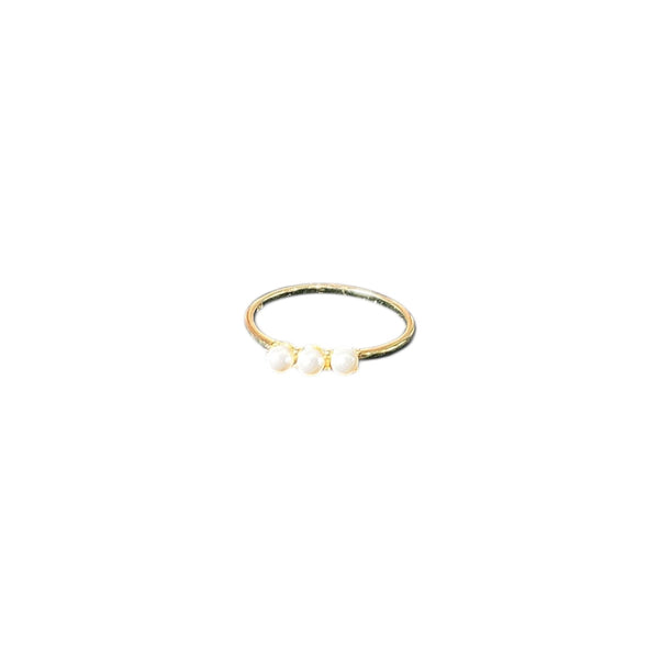 925 Pearl Trio Gold Plated Dainty Ring