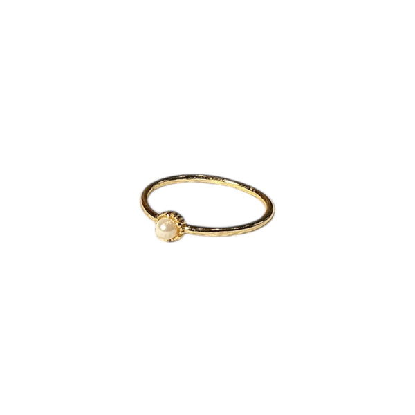 925 Solo Pearl Dainty Gold Plated Ring