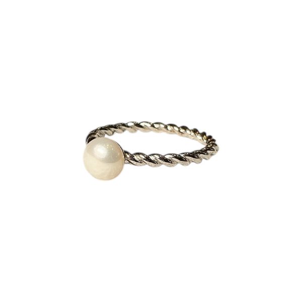 925 Dainty Cable Freshwater Pearl Ring